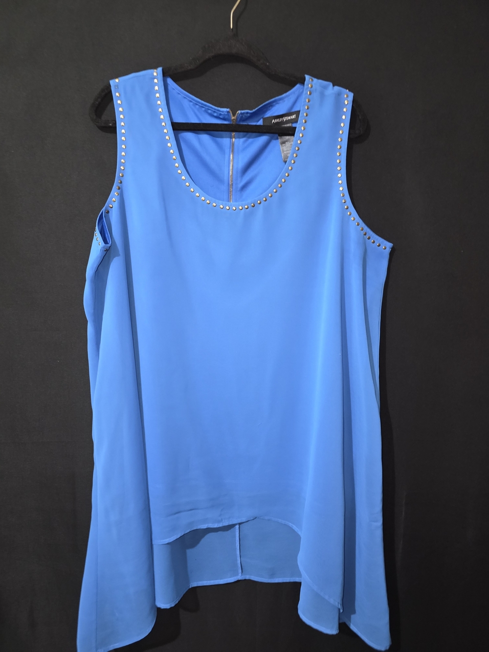Ashley Stewart Royal Blue Stud-Accent Sleeveless Top